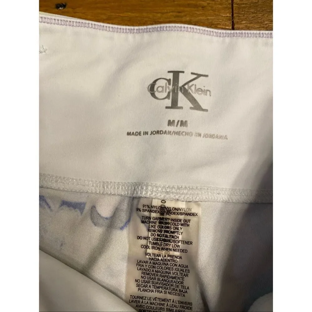 Calvin Klein M graffiti style active wear athletic biker shorts purple white
